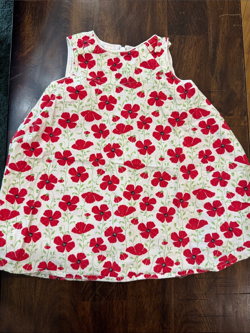 VINTAGE (2002) Gymboree White Dress with Red Poppie Print